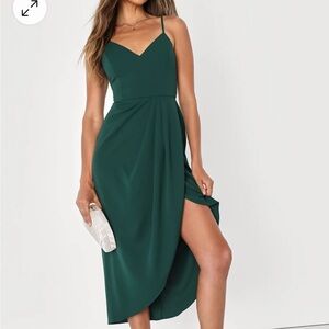Lulus Reinette Dark Green Midi Dress